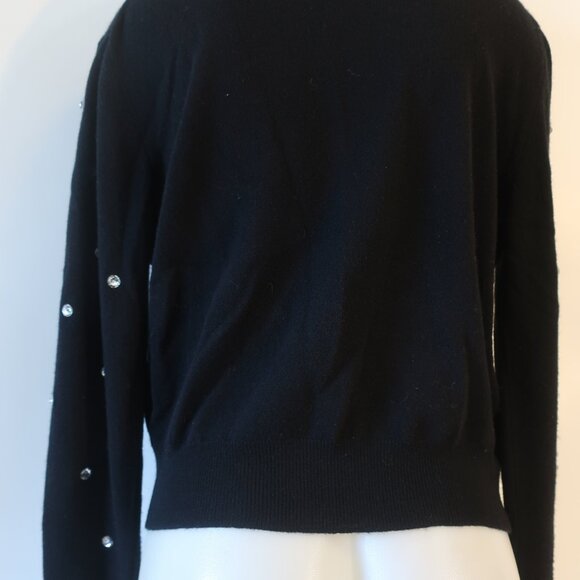 Womens Nº21 100% Wool Black Crystal Embellished Cardigan Sweater M - Picture 8 of 10